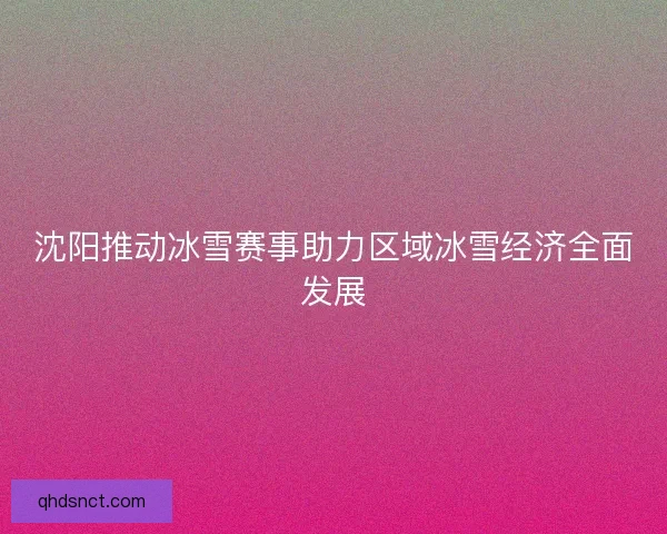 沈阳推动冰雪赛事助力区域冰雪经济全面发展